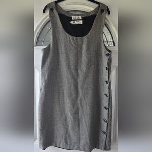 Rafaella 90s Wool Houndstooth Pinafore Shift Dress Size 10 Vintage Dark Academia